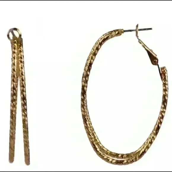 Style & Co Medium Textured Double-Row Hoop Earring - Picture 1 of 4